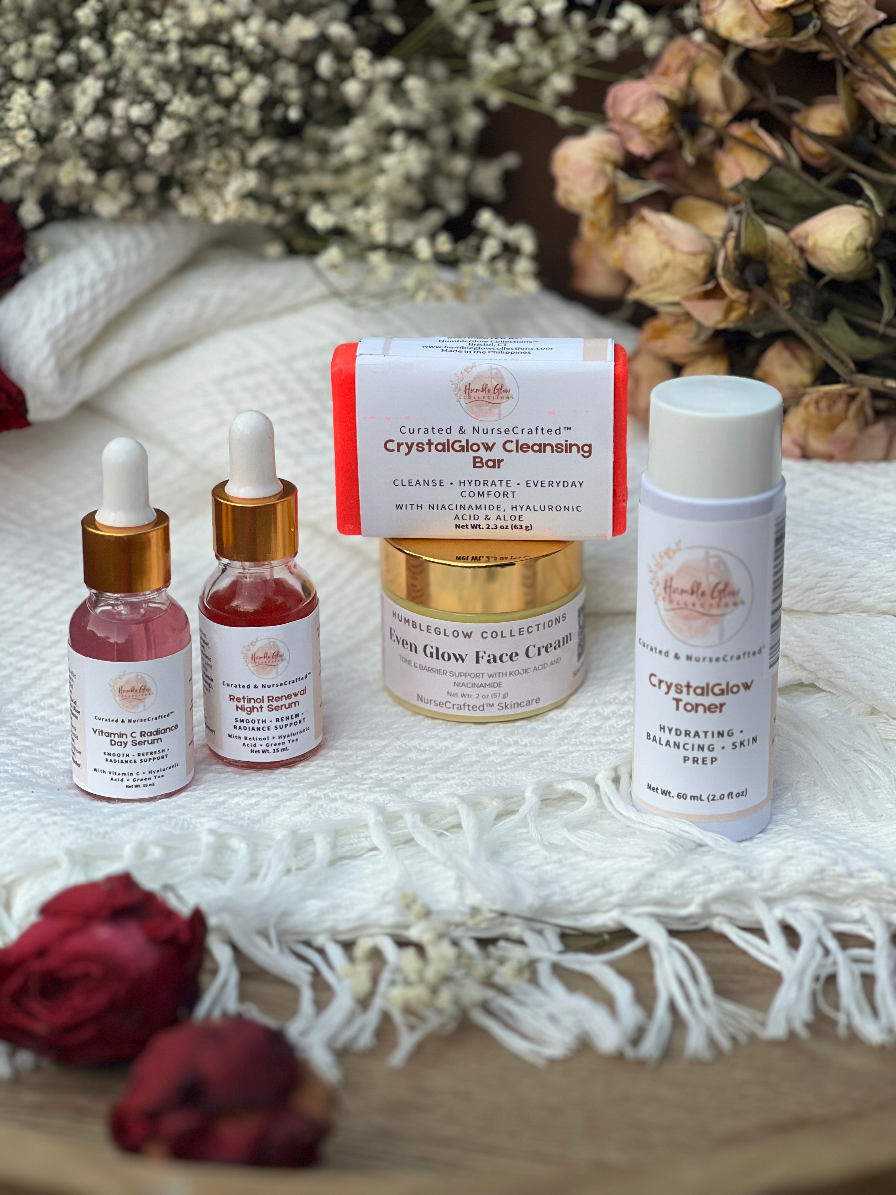 CrystalGlow Face Care Bundle | Complete Hydrating & Brightening Skincare Routine | NurseCrafted™