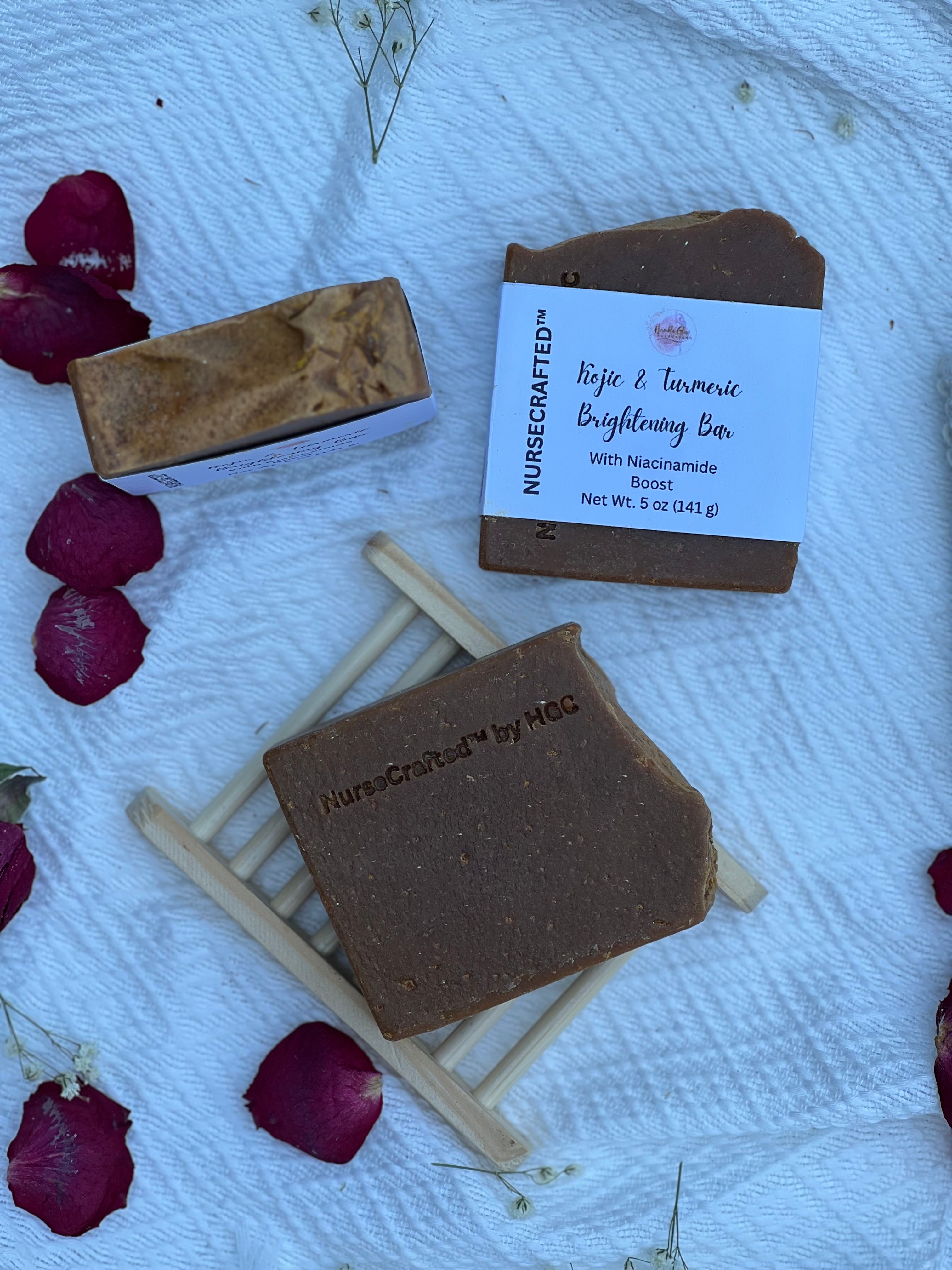 Kojic Acid & Turmeric Soap with Niacinamide | Brightening Cleansing Bar for Dull & Uneven-Looking Skin | NurseCrafted™
