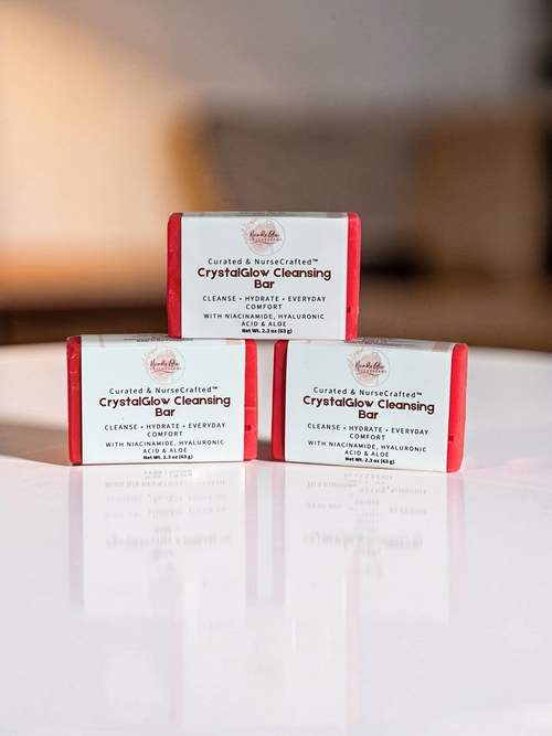 CrystalGlow Cleansing Bar – Gentle Hydrating Soap with Niacinamide, Hyaluronic Acid & Aloe | NurseCrafted™.