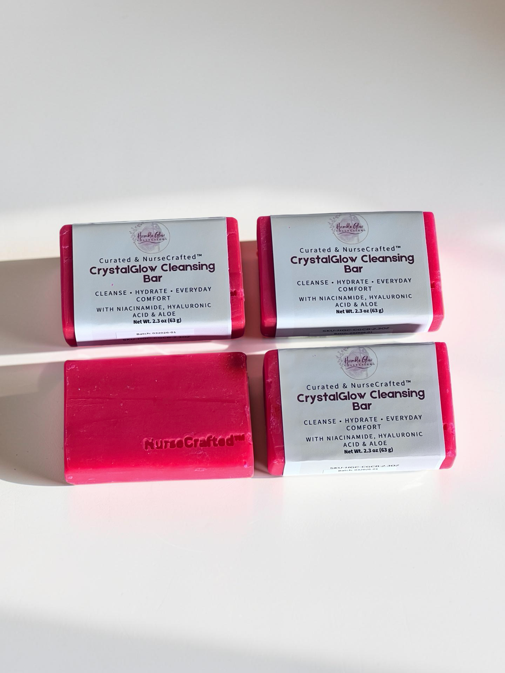 CrystalGlow Cleansing Bar – Gentle Hydrating Soap with Niacinamide, Hyaluronic Acid & Aloe | NurseCrafted™