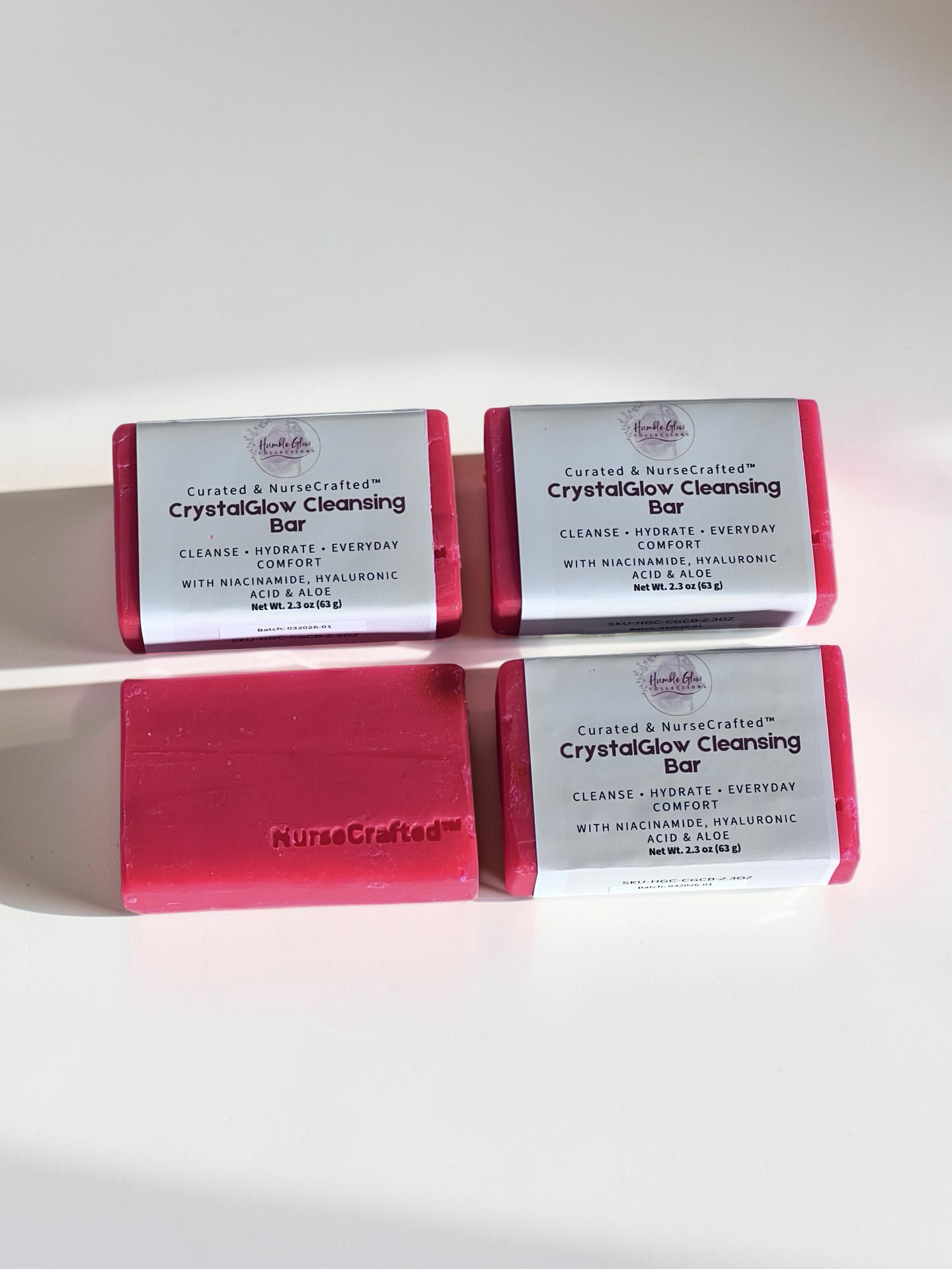 CrystalGlow Cleansing Bar – Gentle Hydrating Soap with Niacinamide, Hyaluronic Acid & Aloe | NurseCrafted™