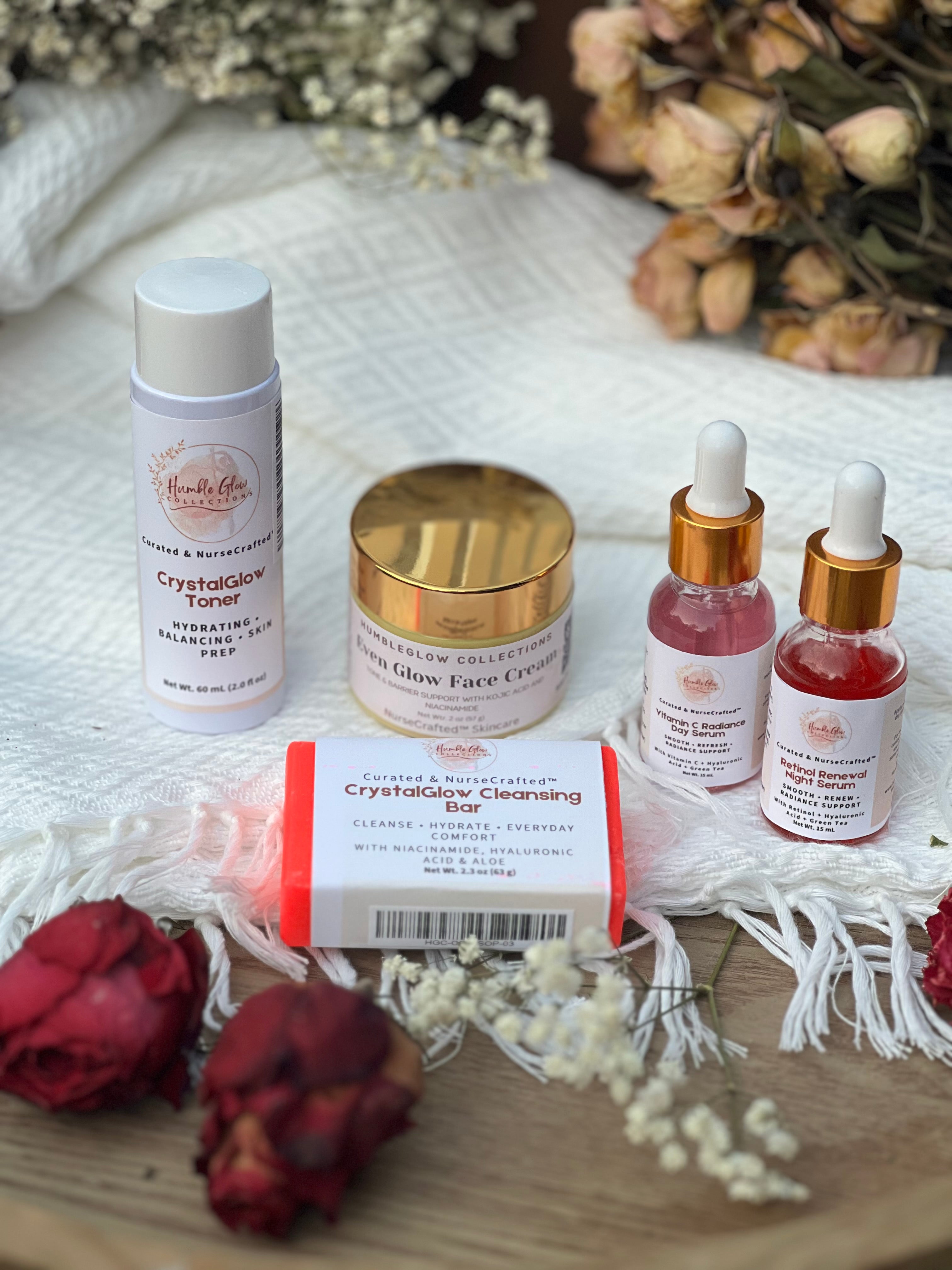 CrystalGlow Face Care Bundle | Complete Hydrating & Brightening Skincare Routine | NurseCrafted™