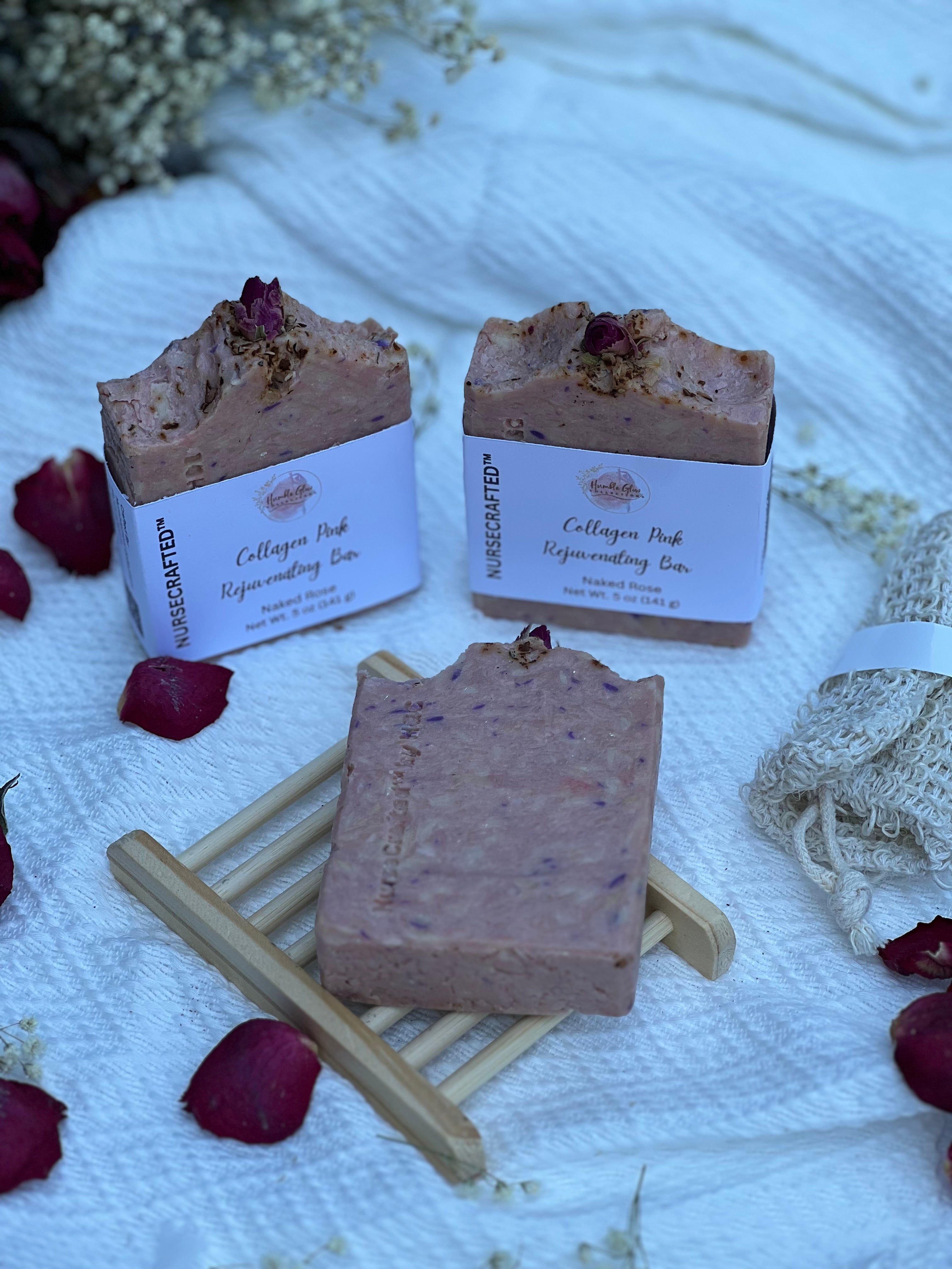 Collagen Pink Rejuvenating Bar– Collagen Hydration Soap with Rosehip | NurseCrafted™ | 3 for $27