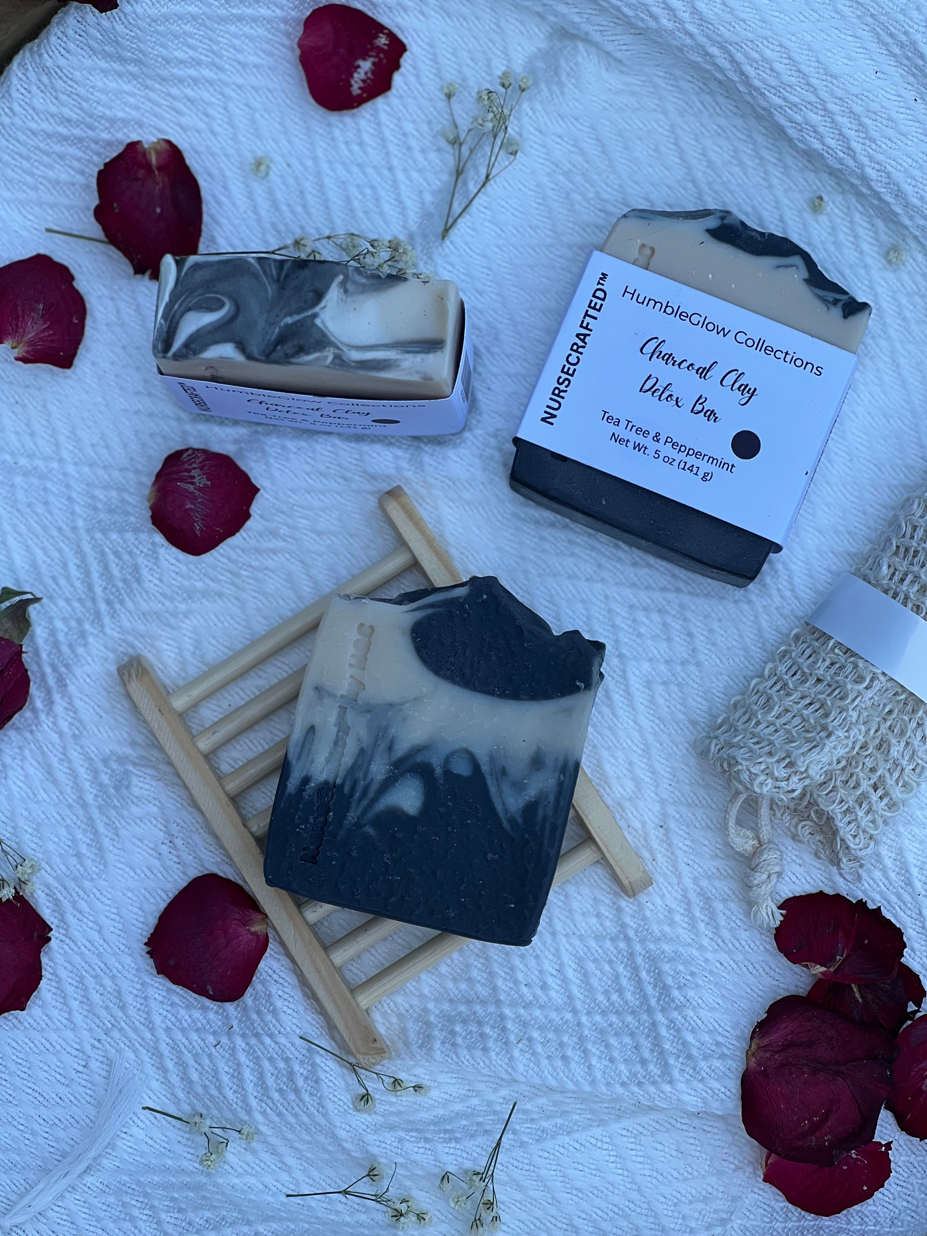 Charcoal Clay Detox Bar | Purifying Tea Tree Soap for Oily & Congested Skin | NurseCrafted™ | 3 for $27