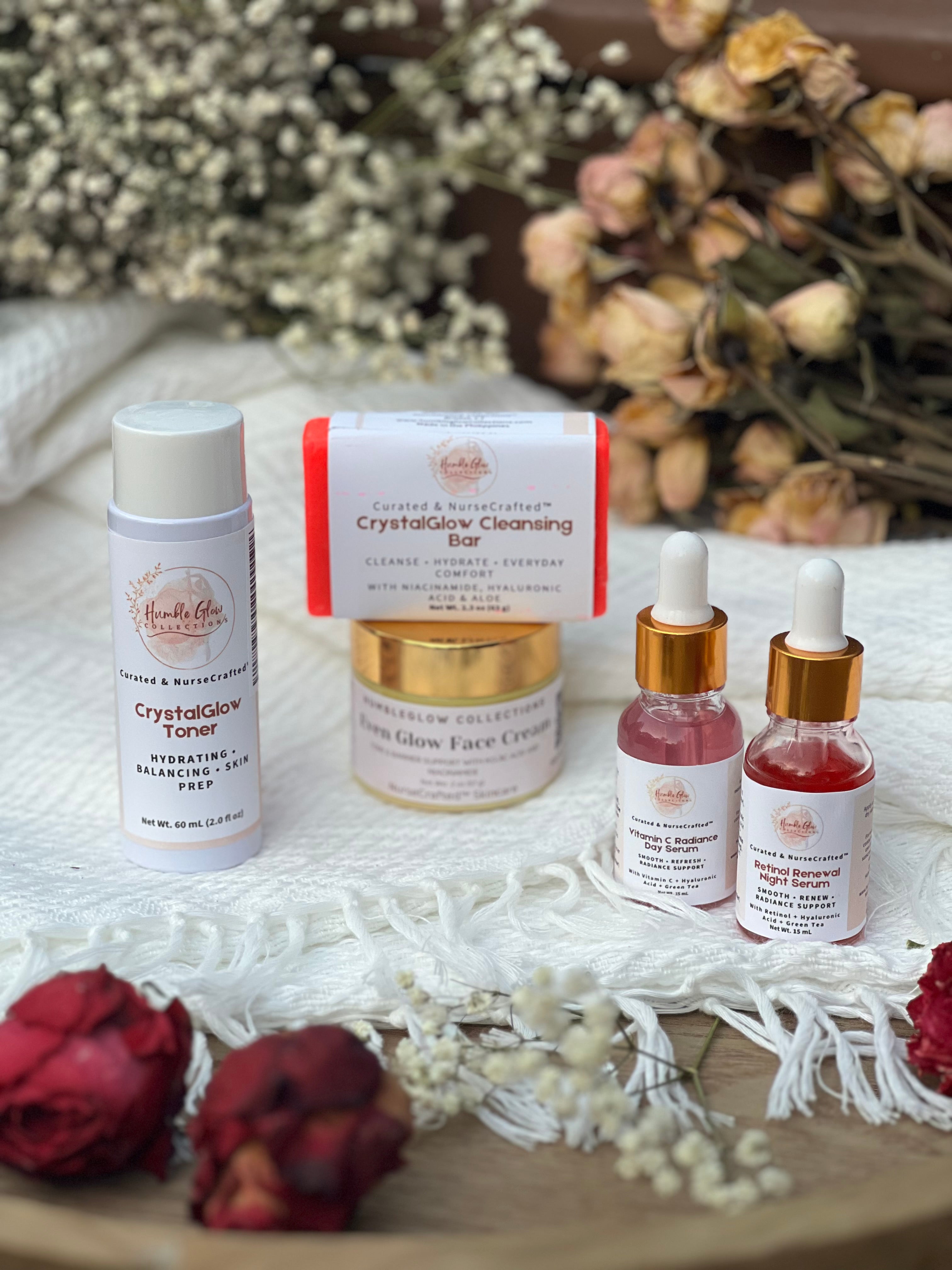 CrystalGlow Face Care Bundle | Complete Hydrating & Brightening Skincare Routine | NurseCrafted™