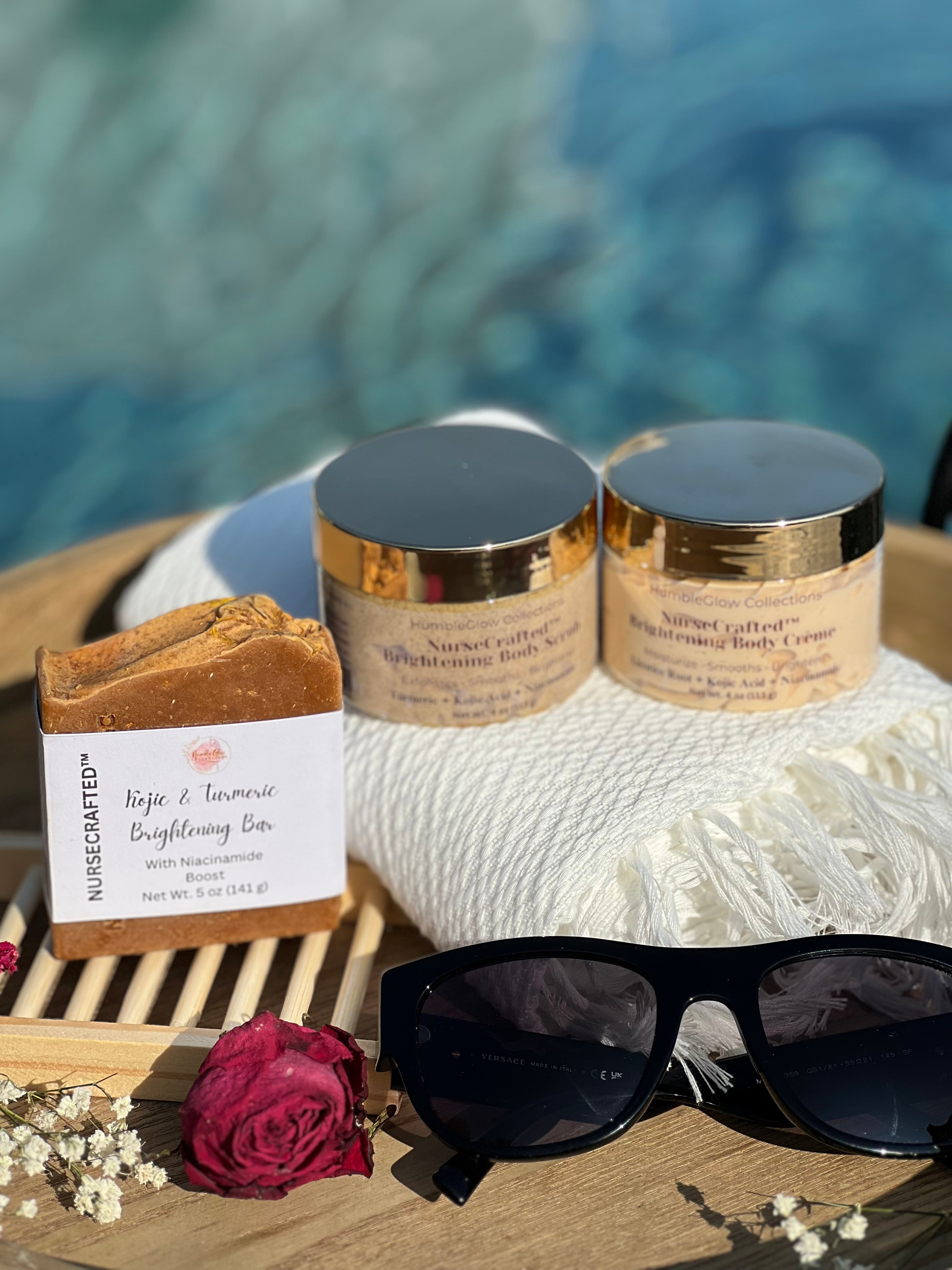 EvenGlow™ Brightening Body Care Bundle — Kojic Acid, Turmeric & Niacinamide | NurseCrafted™