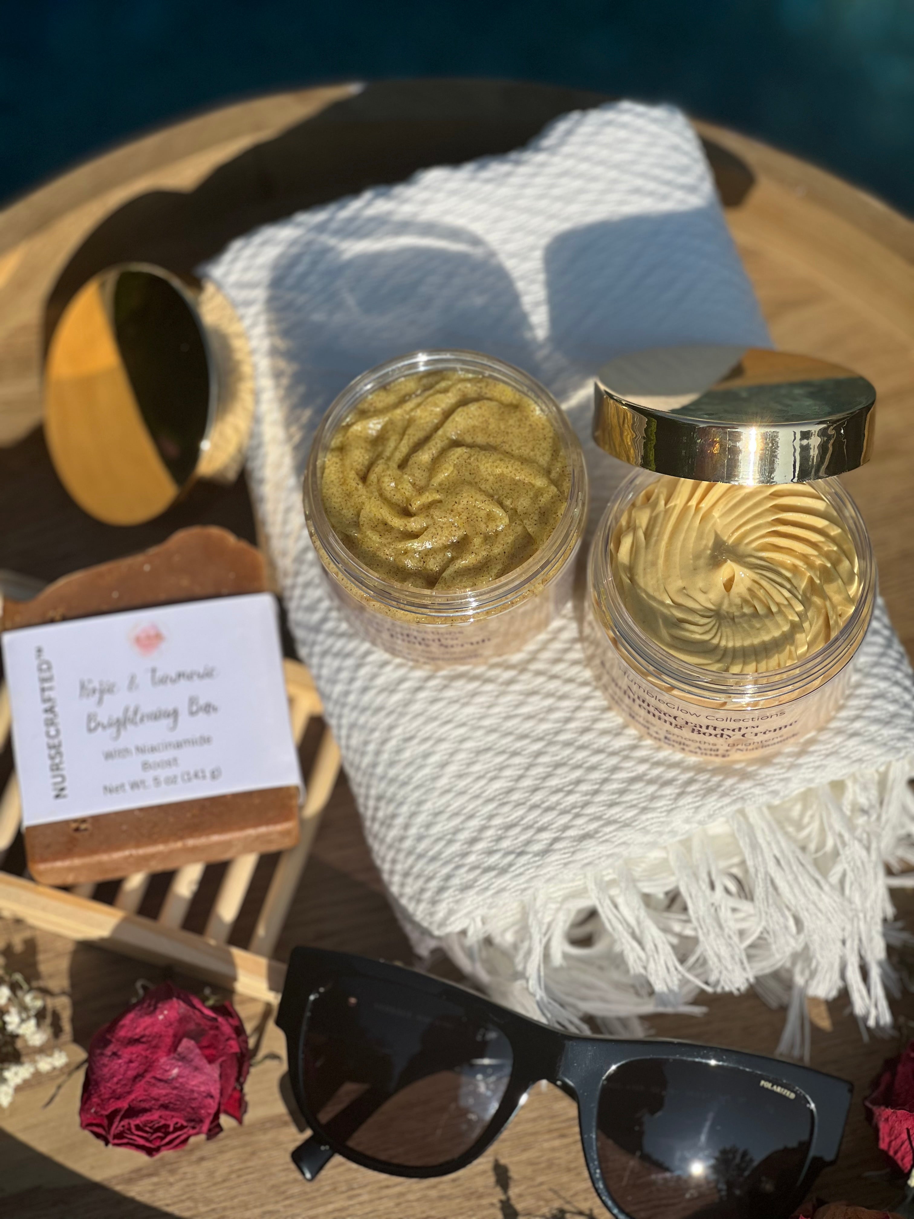 EvenGlow™ Brightening Body Care Bundle — Kojic Acid, Turmeric & Niacinamide | NurseCrafted™