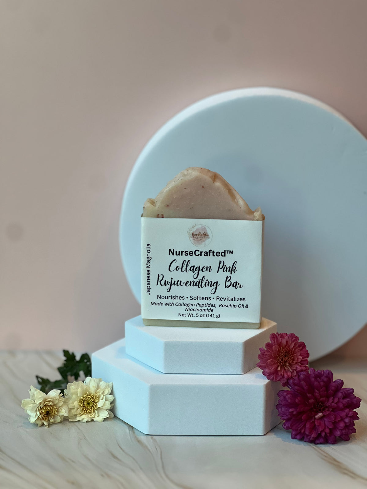 NurseCrafted Collagen Pink Rejuvenating Bar soap with rosehip