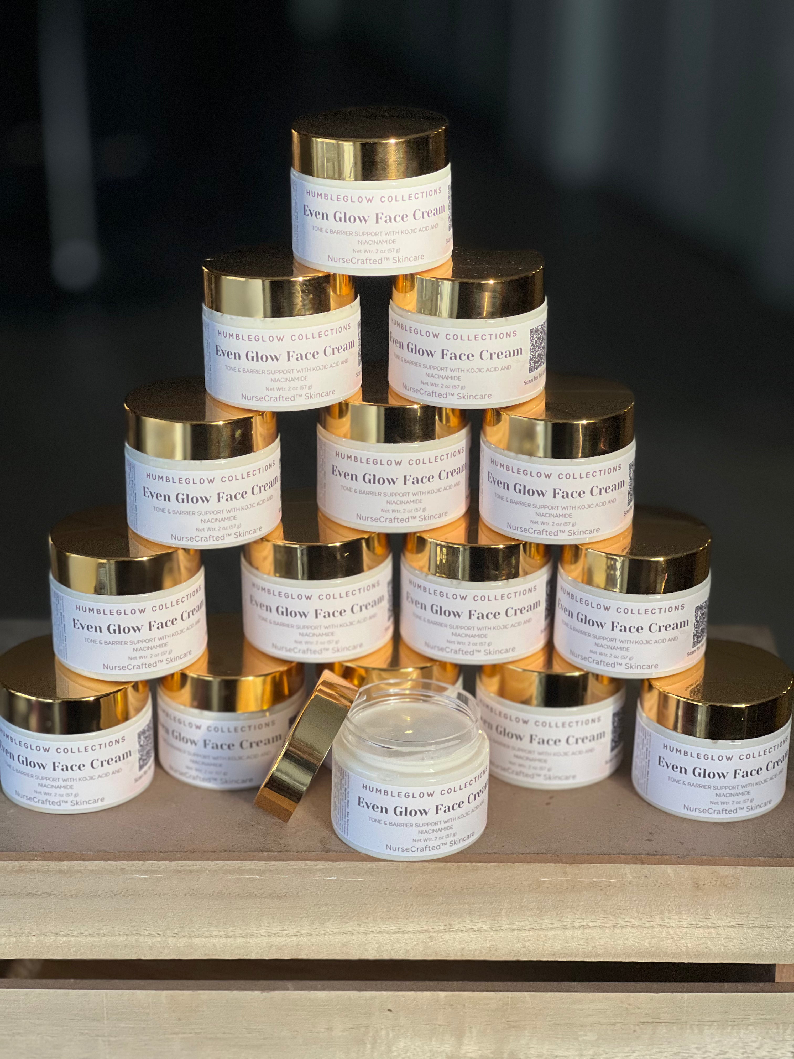 Even Glow Face Cream – Tone & Barrier Support with Kojic Acid + Niacinamide | NurseCrafted™
Net Wt. 2 oz (57 g)